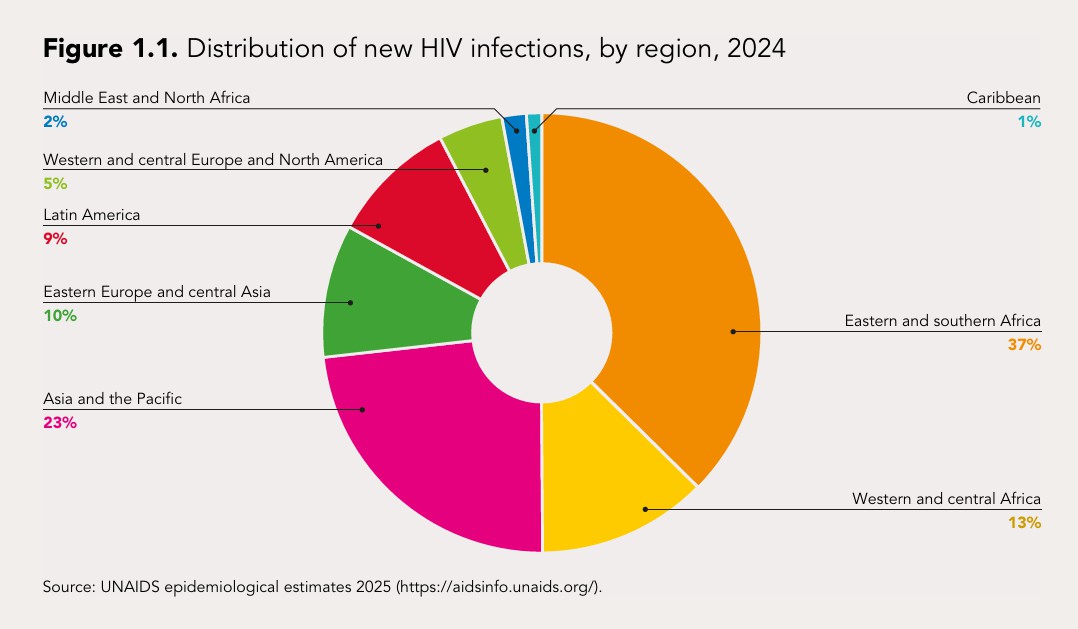 figure 1.1. distribution of new hiv infections, by region, 2024.jpg
